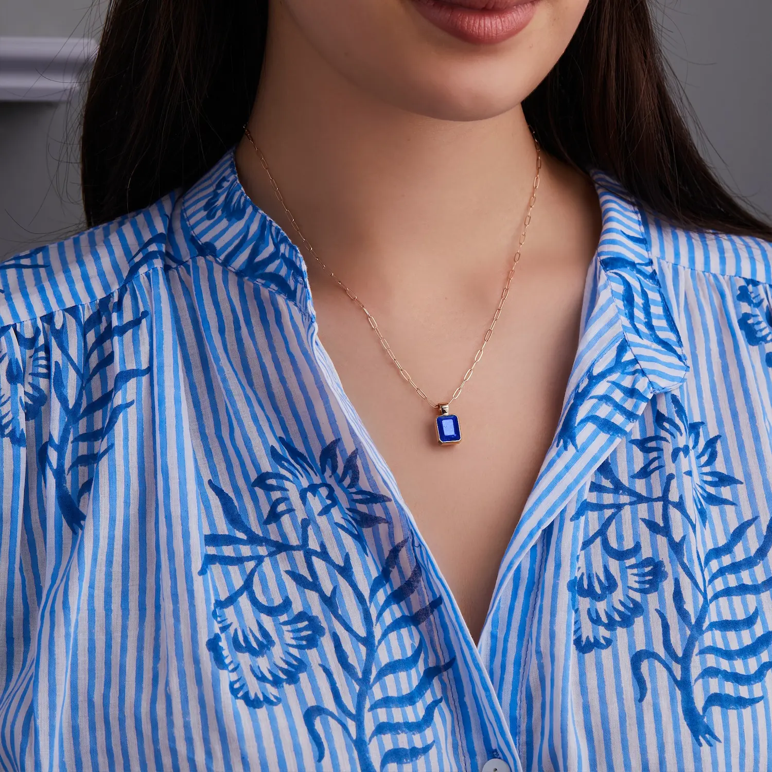 Warren Lapis Pendant in 14k Gold (September)