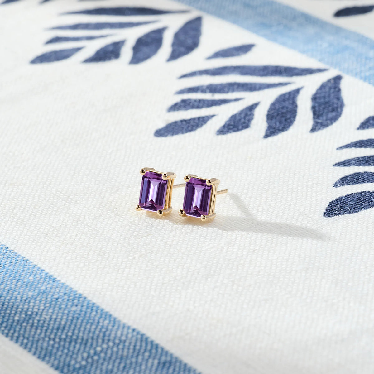 Warren Amethyst Stud Earrings in 14k Gold (February)