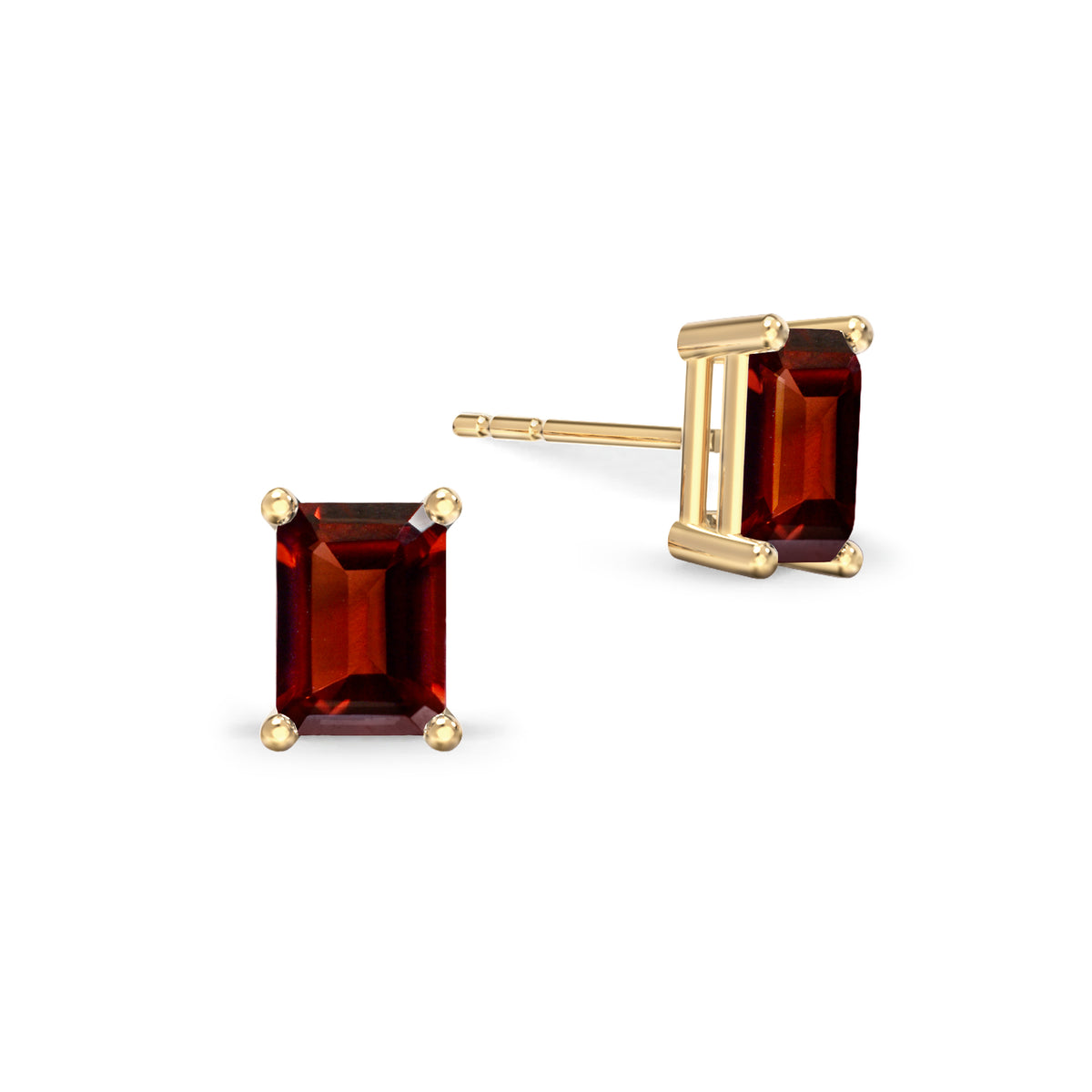 Warren Garnet Stud Earrings in 14k Gold (January)