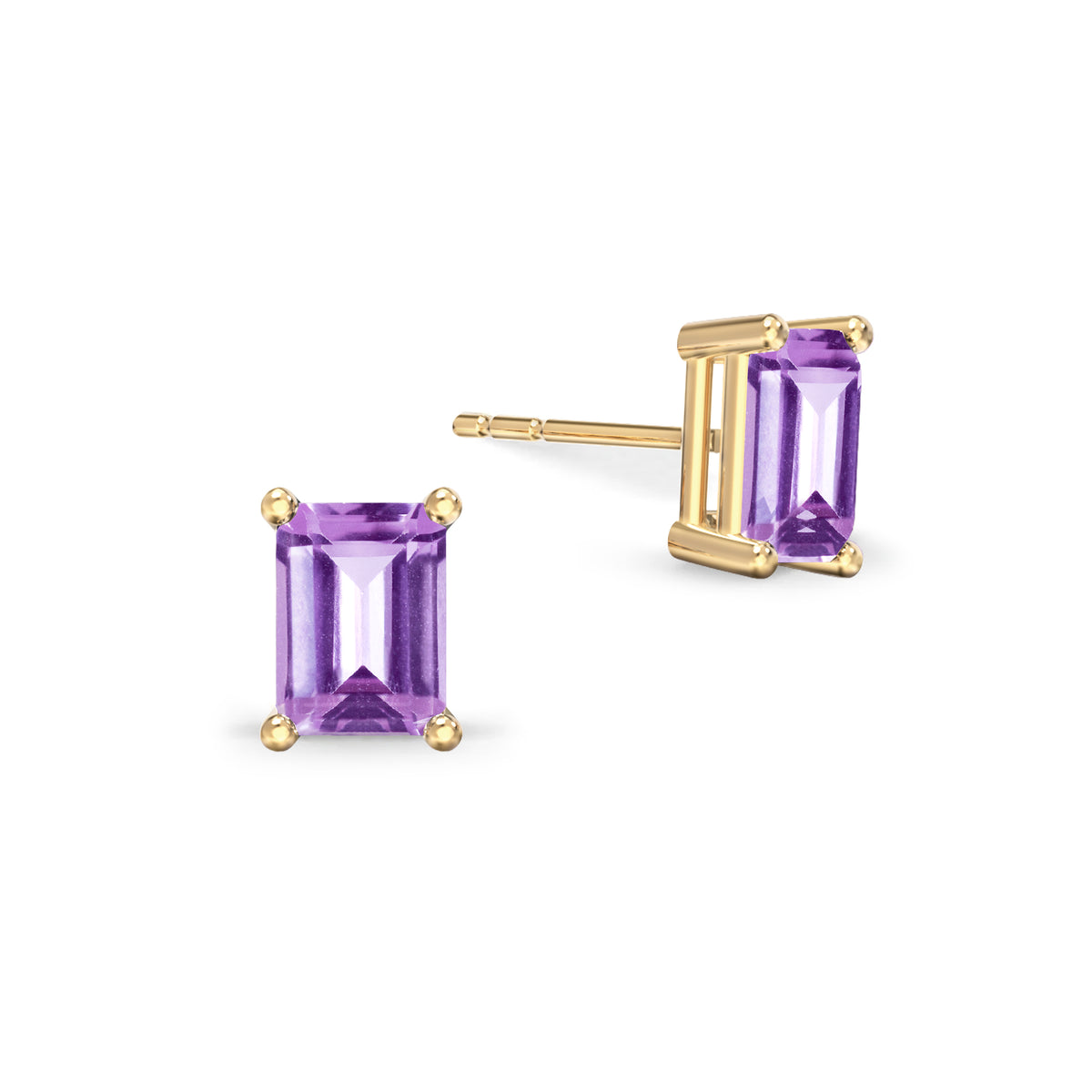 Warren Amethyst Stud Earrings in 14k Gold (February)