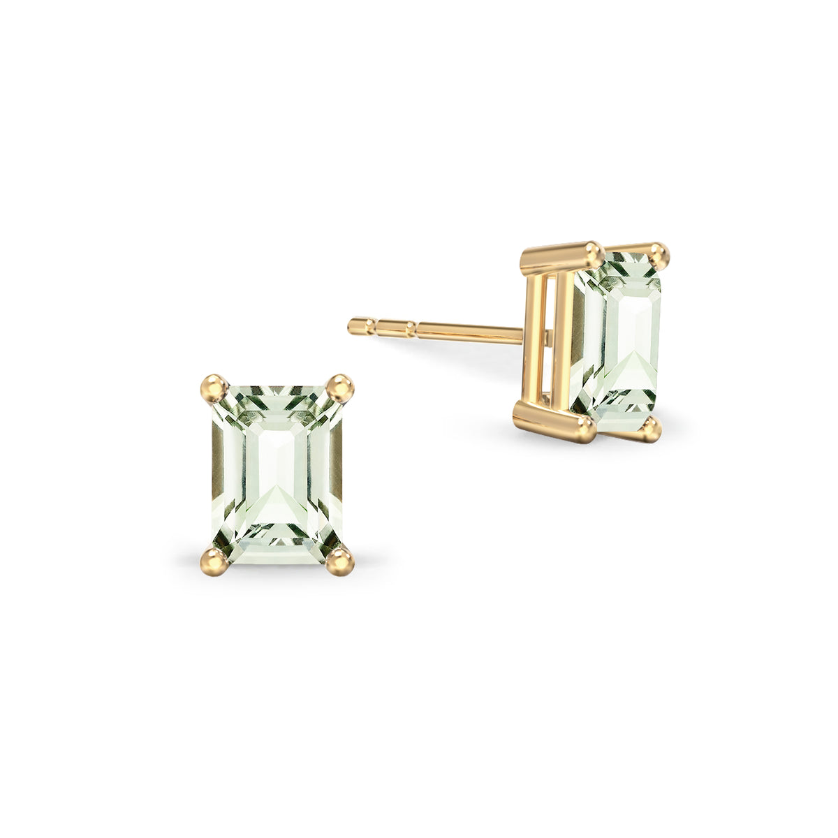 Warren Green Amethyst Stud Earrings in 14k Gold (February)