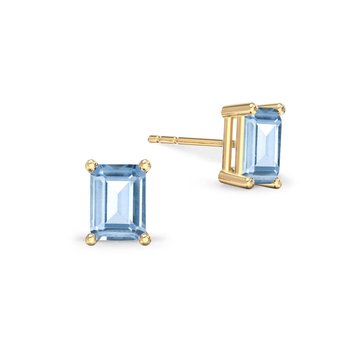 Warren Aquamarine Stud Earrings in 14k Gold (March)