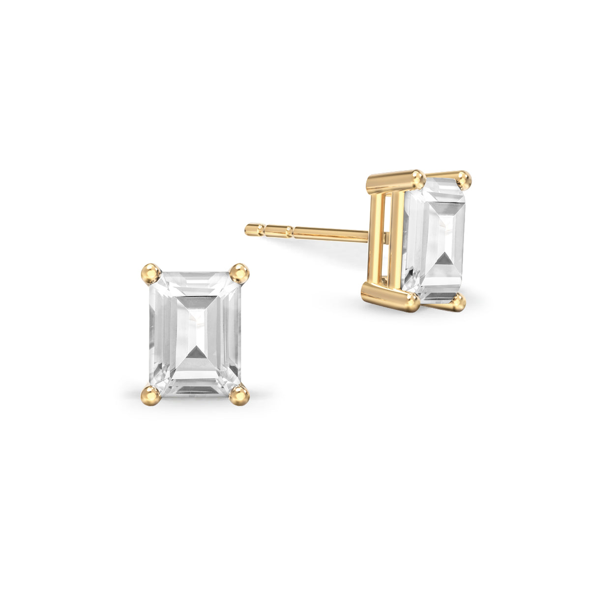 Warren White Topaz Stud Earrings in 14k Gold (April)