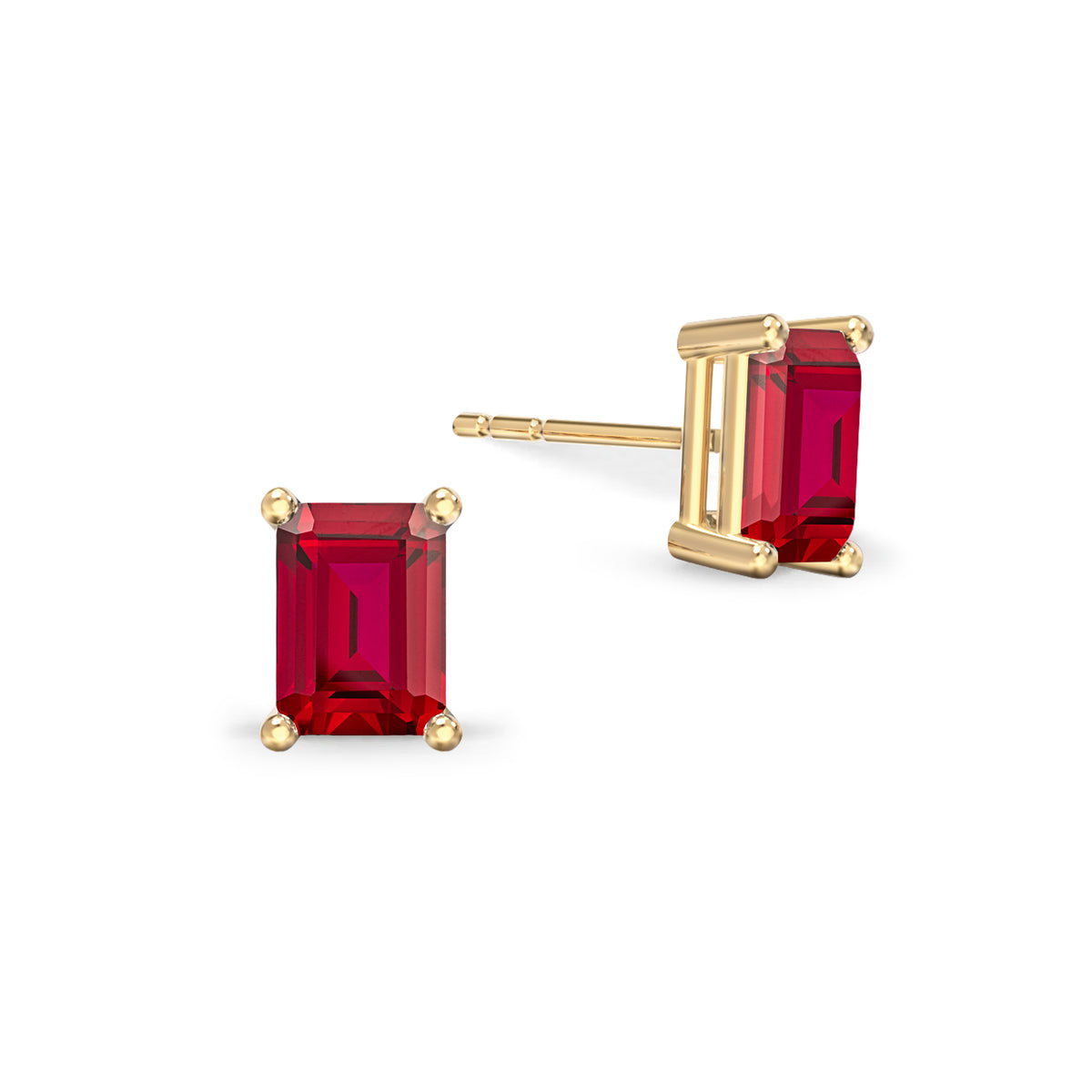 Warren Ruby Stud Earrings in 14k Gold (July)