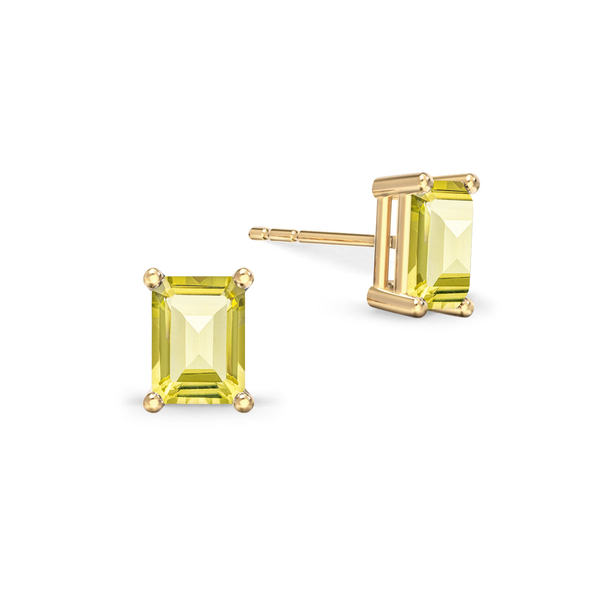 Warren Lemon Verbena Quartz Stud Earrings in 14k Gold (August)