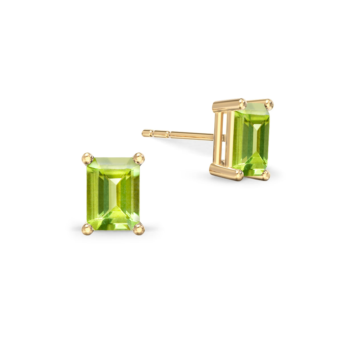 Warren Peridot Stud Earrings in 14k Gold (August)