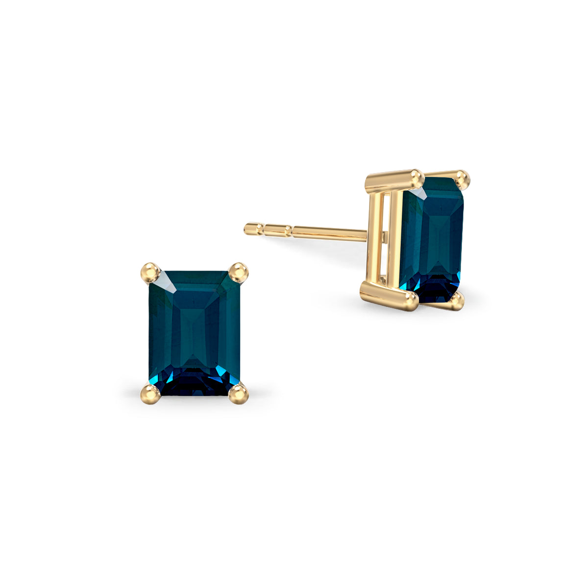 Warren Atlantic Blue Topaz Stud Earrings in 14k Gold (December)