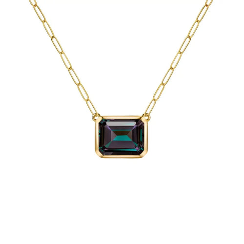 Warren Alexandrite Necklace on Adelaide Mini Chain in 14k Gold (June)