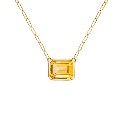 Warren Citrine Necklace on Adelaide Mini Chain in 14k Gold (November)