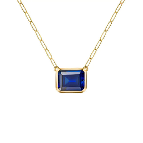 Warren Sapphire Necklace on Adelaide Mini Chain in 14k Gold (September)