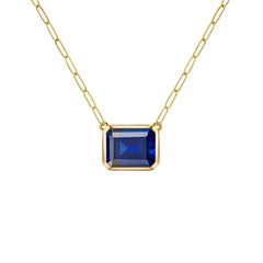 Warren Sapphire Necklace on Adelaide Mini Chain in 14k Gold (September)