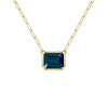Warren Atlantic Blue Topaz Necklace on Adelaide Mini Chain in 14k Gold (December)