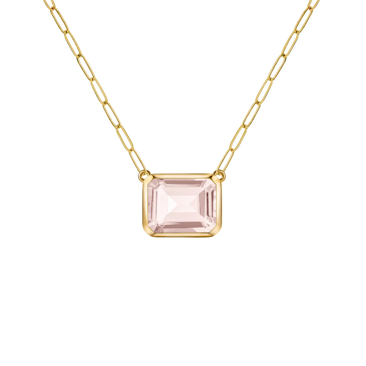 Warren Blush Sapphire Necklace on Adelaide Mini Chain in 14k Gold (October)