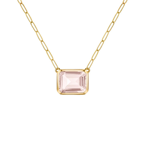 Warren Blush Sapphire Necklace on Adelaide Mini Chain in 14k Gold (October)