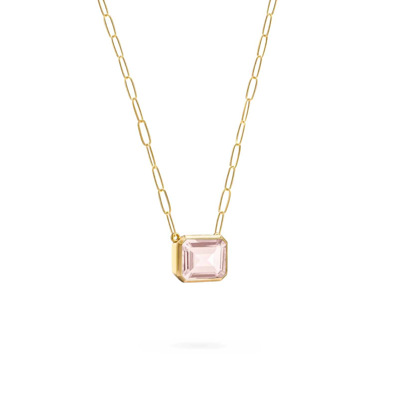 Warren Blush Sapphire Necklace on Adelaide Mini Chain in 14k Gold (October)