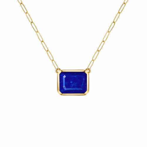 Warren Lapis Necklace on Adelaide Mini Chain in 14k Gold (September)