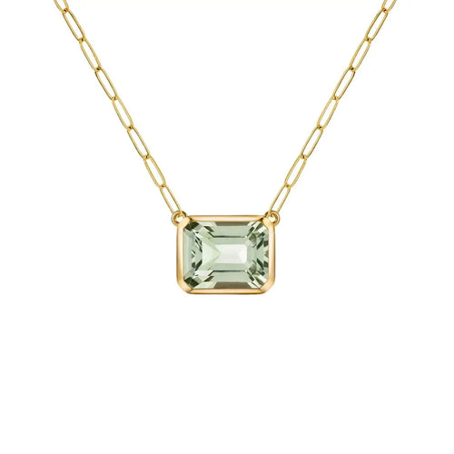 Warren Green Amethyst Necklace on Adelaide Mini Chain in 14k Gold (February)