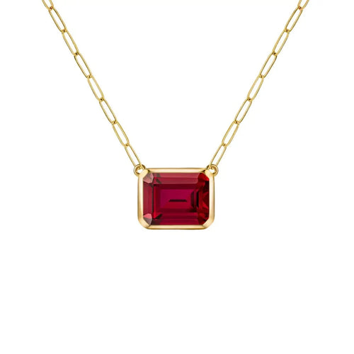 Warren Ruby Necklace on Adelaide Mini Chain in 14k Gold (July)