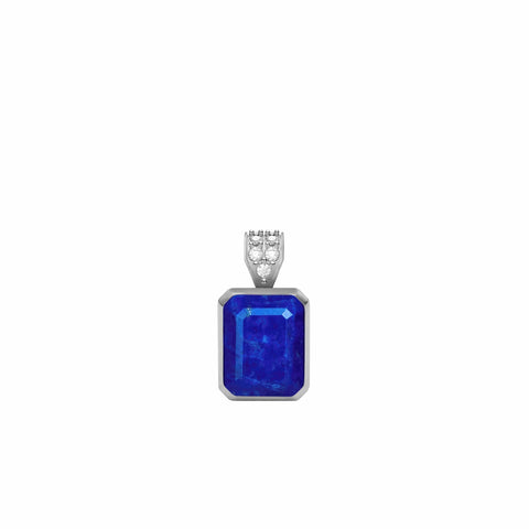 Warren Lapis Pendant with Diamond Bail in 14k Gold (September) - White Gold