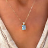 Warren Nantucket Blue Topaz Pendant with Diamond Bale in 14k Gold (December)