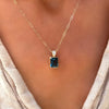 Warren Atlantic Blue Topaz Pendant with Diamond Bale in 14k Gold (December)