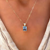 Warren Aquamarine Pendant with Diamond Bale in 14k Gold (March)