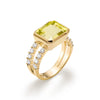 Warren Horizontal Lemon Verbena Quartz Ring with Diamonds in 14k Gold (August)