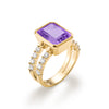 Warren Vertical Amethyst Ring with Diamonds in 14k Gold (February)