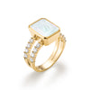 Warren Rainbow Moonstone Ring with Diamonds in 14k Gold (June)
