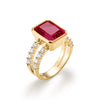 Warren Vertical Ruby Ring with Diamonds in 14k Gold (July)