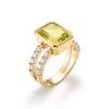 Warren Vertical Lemon Verbena Quartz Ring with Diamonds in 14k Gold (August)