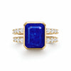 Warren Vertical Lapis Ring with Diamonds in 14k Gold (September)