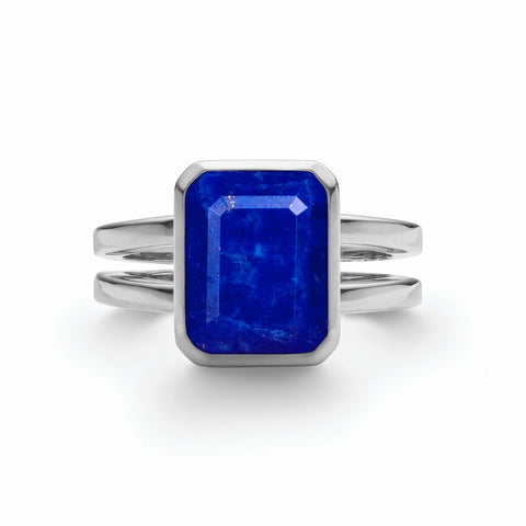 Warren Vertical Lapis Ring in 14k Gold (September) - White Gold