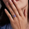 Warren Vertical Amethyst Ring with Diamonds in 14k Gold (February)