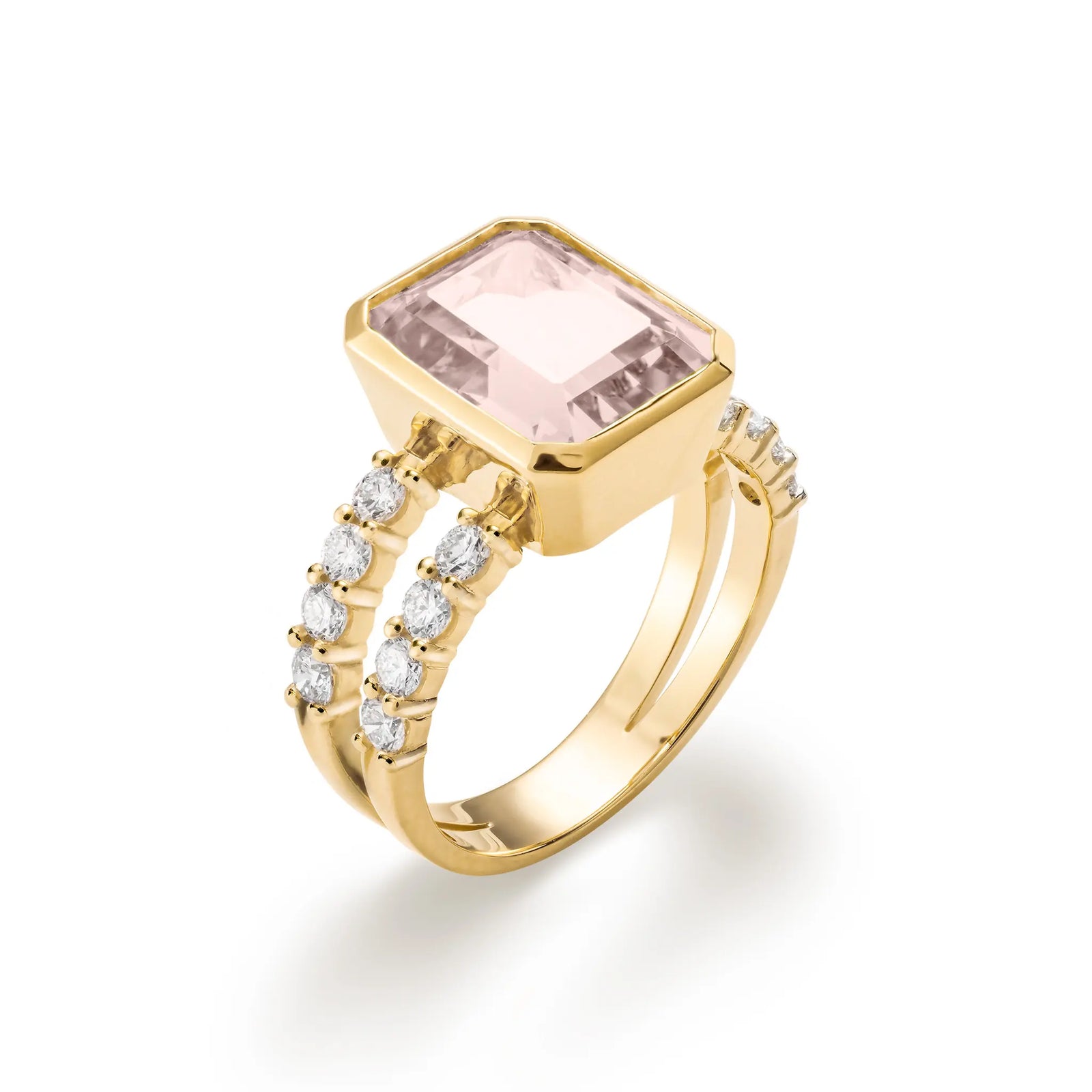 Warren Vertical Blush Sapphire Ring with Diamonds in 14k Gold (October)