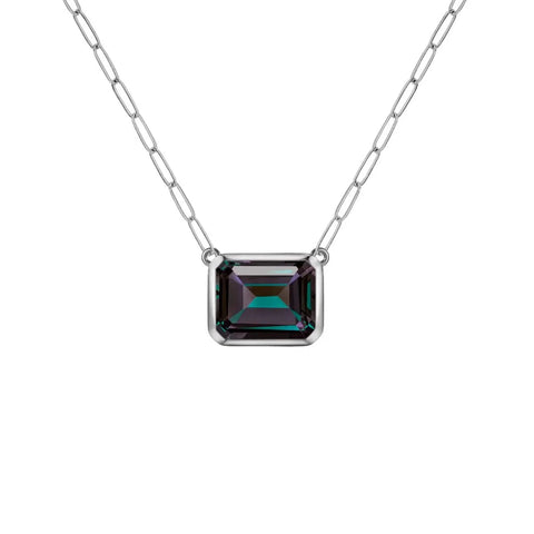 Warren Alexandrite Necklace on Adelaide Mini Chain in 14k Gold (June) - White Gold