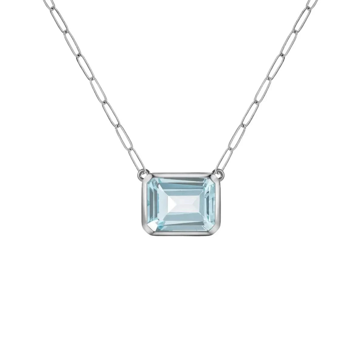 Warren Nantucket Blue Topaz Necklace on Adelaide Mini Chain in 14k Gold (December)