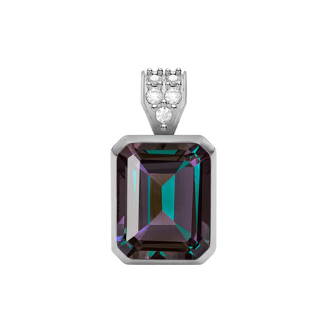 Warren Alexandrite Pendant with Diamond Bale in 14k Gold (June) - White Gold