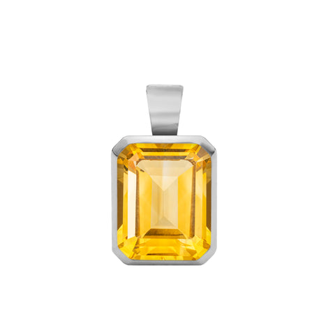 Warren Citrine Pendant in 14k Gold (November) - White Gold