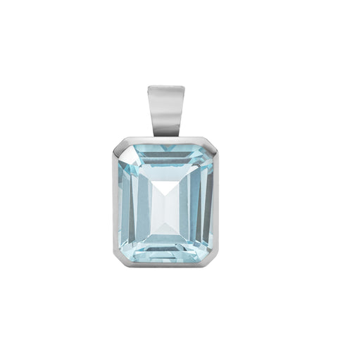 Warren Nantucket Blue Topaz Pendant in 14k Gold (December) - White Gold