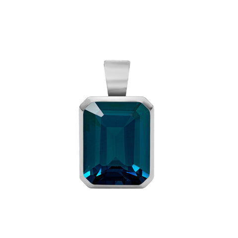 Warren Atlantic Blue Topaz Pendant in 14k Gold (December) - White Gold