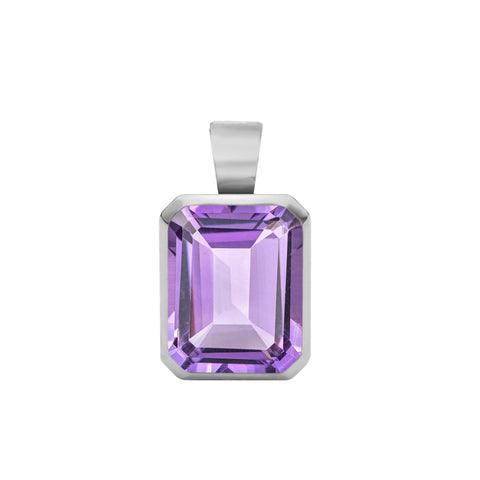 Warren Amethyst Pendant in 14k Gold (February) - White Gold