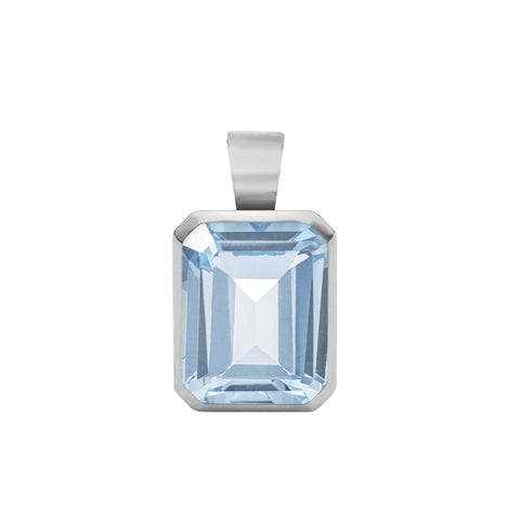 Warren Aquamarine Pendant in 14k Gold (March) - White Gold