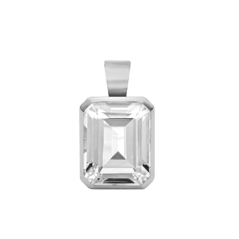 Warren White Topaz Pendant in 14k Gold (April) - White Gold