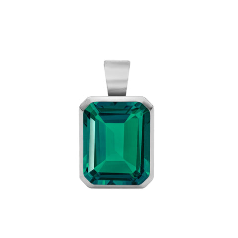 Warren Emerald Pendant in 14k Gold (May) - White Gold