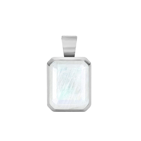 The Vault: Warren Rainbow Moonstone Pendant, White Gold - White Gold