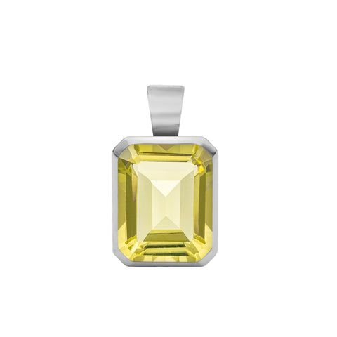 Warren Lemon Verbena Quartz Pendant in 14k Gold (August) - White Gold