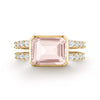 Warren Horizontal Blush Sapphire Ring with Diamonds in 14k Gold (October)