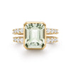Warren Vertical Green Amethyst Ring with Diamonds in 14k Gold (February)