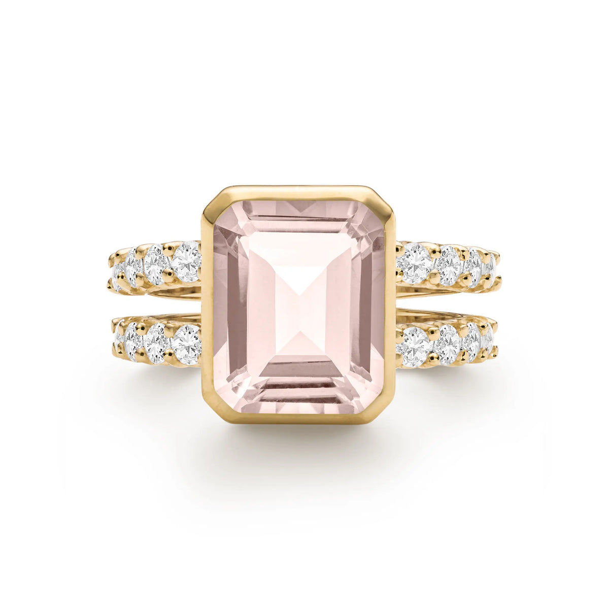 Warren Vertical Blush Sapphire Ring with Diamonds in 14k Gold (October)